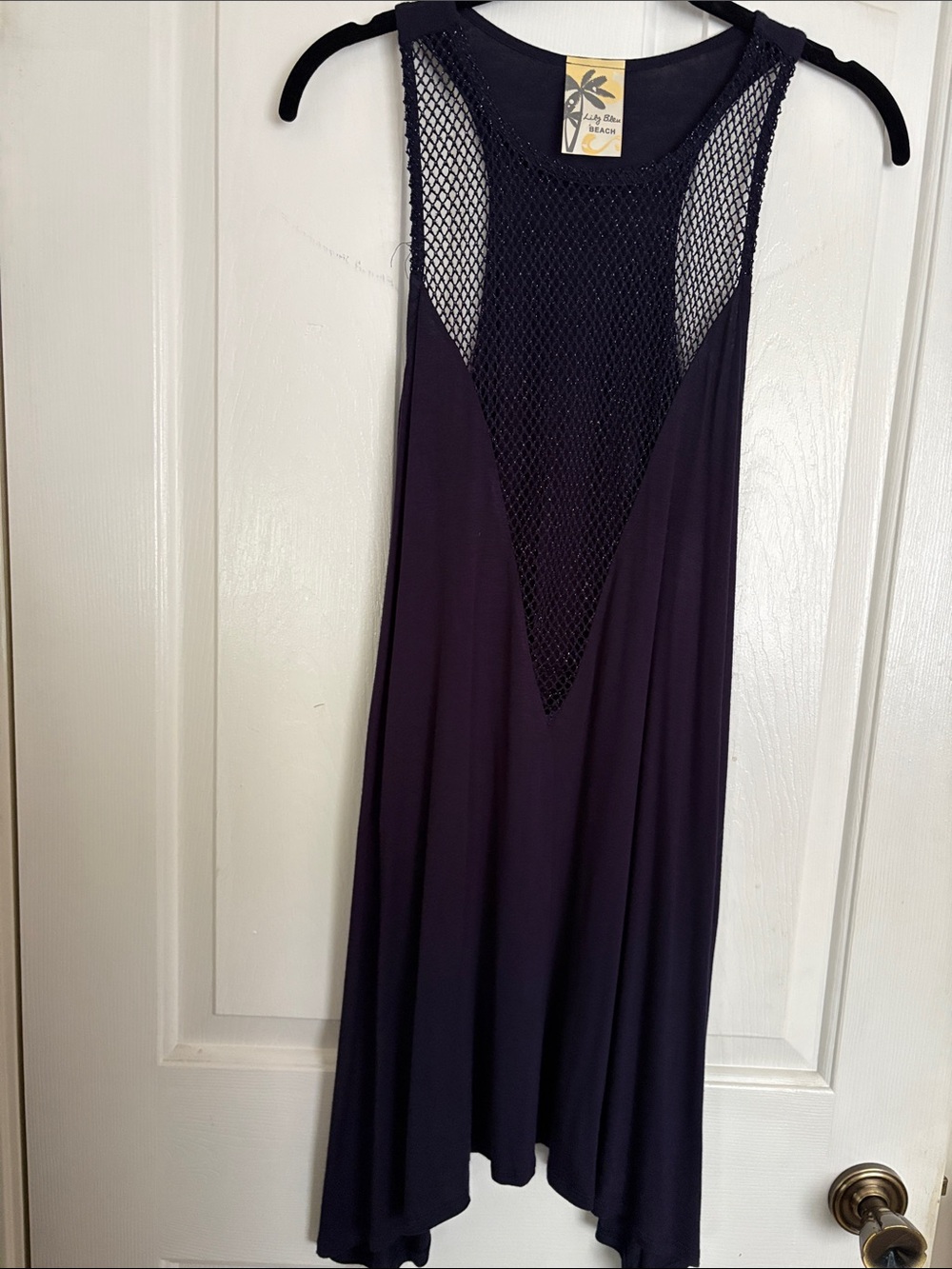 Lily Bleu Navy Mesh Overlay Tank